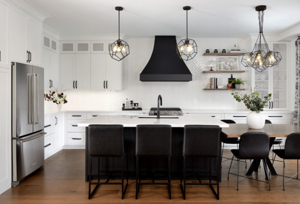 Penerangan Dapur dengan Lampu Gantung Berkaus Kain